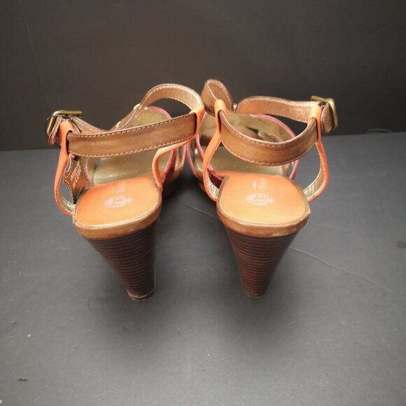 BE by Blondo Valorie Ladies Size 8.5 Leather Upper & Lining Brown & Red Sandals - Picture 4 of 15